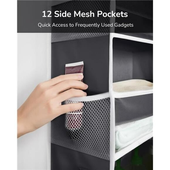 Over The Door Hanging Organizer 6 Pocket Storage Rack Closet Bathroom Gray - Picture 3 of 8